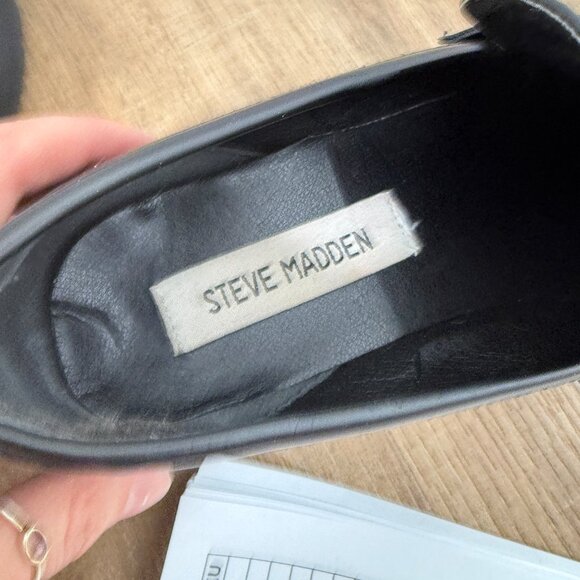 Steve Madden Approach Vegan Leather Black Chunky Loafers Platform Academia 37 - Picture 9 of 10